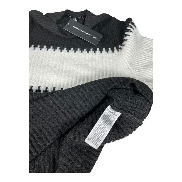 French Connection New With Tag Black & White Sweater Size Small Mock Turtle Neck - Picture 11 of 11